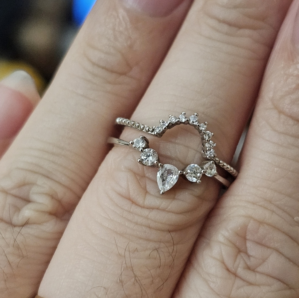 Sterling 925 Halo Nesting Tiara Bands Size 7